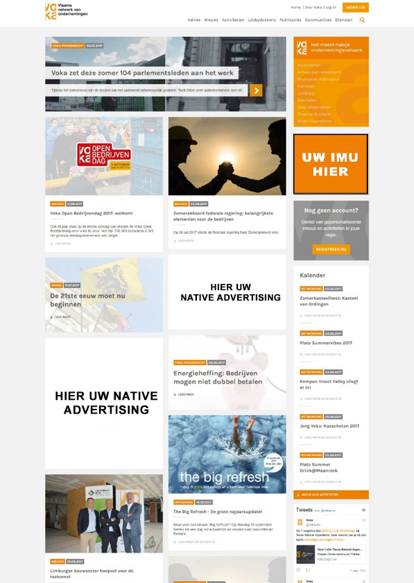 Native advertising en IMU op voka-website