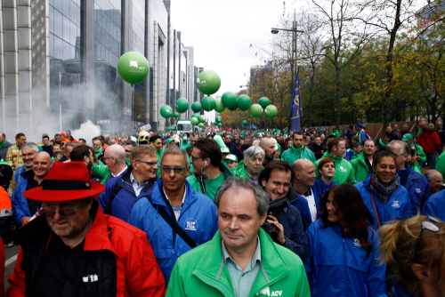 Betoging in Brussel van vakbonden