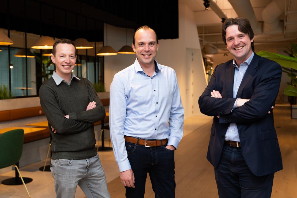 Lode Cools, Nicholas De Nil en Wim Hoornaert, de oprichters van het Gentse fintechbedrijf Bizzcontrol. © Jaime Korbee