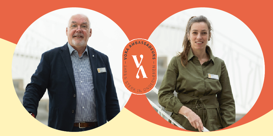 Luc Heylands van de gemeente Nieuwerkerken en Sylvia Vogelaar van de gemeente Alken