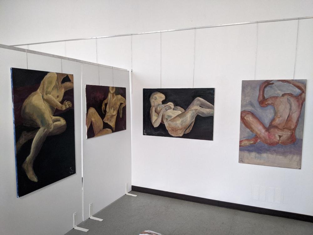 Juryhoek in de Kunst Academie De Meiboom in Halle na 5 jaar schilderkunst