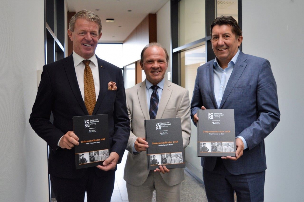 V.l.n.r.: Voorzitter Voka-KvK Limburg Francis Wanten, Vlaams minister Philippe Muyters, gouverneur Herman Reynders