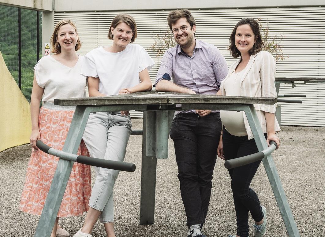 Voka-team begeleidt startende ondernemers bij eerste stappen in bedrijfsleven Astrid De Clerck, Evy De Bruyker, Hannes Careel en Aline Geldhof.