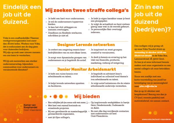 Voka Oost-Vlaanderen zoekt versterking