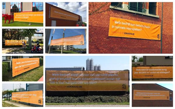 Banners met de vragen van de vokaquiz