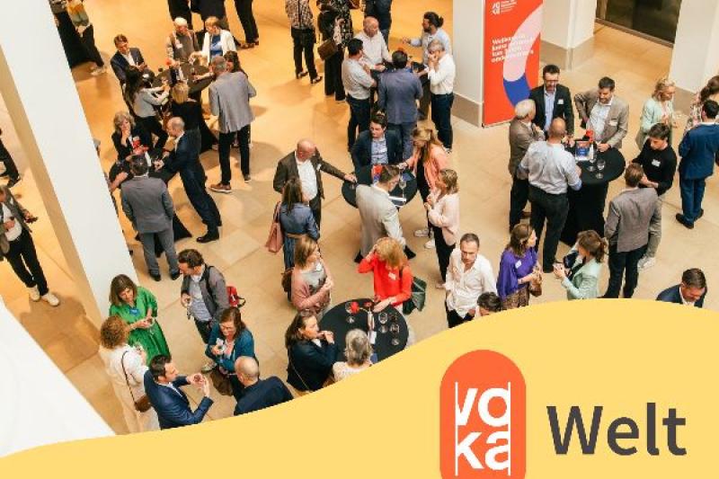 Weltlogo met foto netwerkreceptie