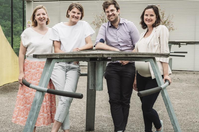 Voka-team begeleidt startende ondernemers bij eerste stappen in bedrijfsleven Astrid De Clerck, Evy De Bruyker, Hannes Careel en Aline Geldhof.