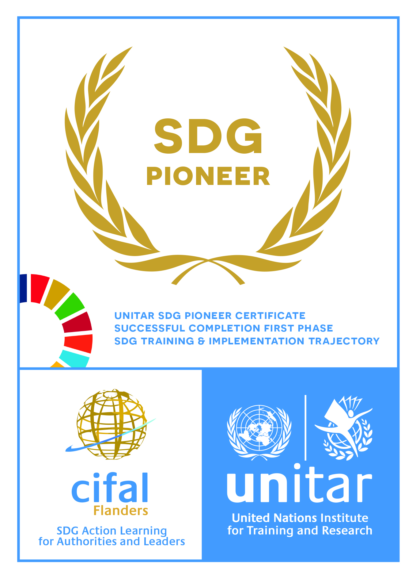 Certificaat SDG pioneer VCDO