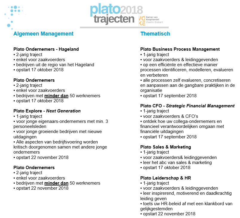 Plato trajecten 2018